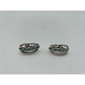 VINTAGE MEXICAN STERLING SILVER TURQUOISE SCREW EARRINGS‎